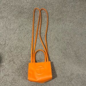 Telfar orange shopping bag small